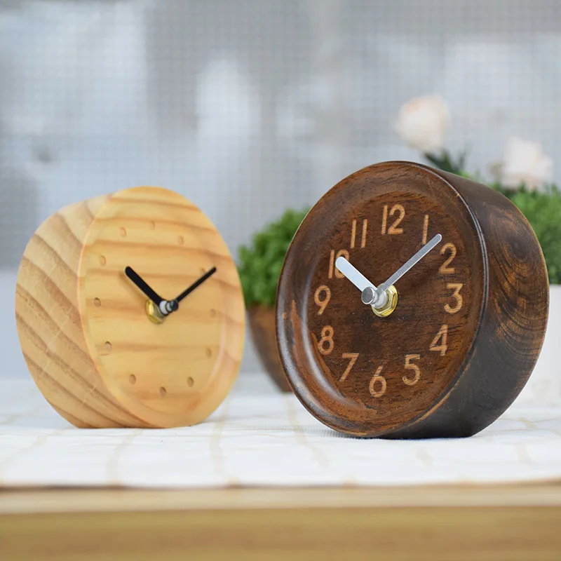 TUDA Free Shipping 4 Inch Simple Fashion Solid Wood Mute Small Alarm