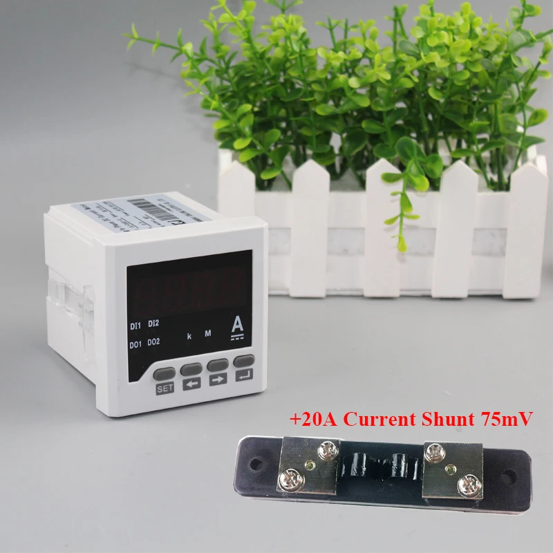

Panel mounted 72*72 Single Phase led Digital DC ampere meter 0-20A current meters with 4-20mA output include 20A current shunt
