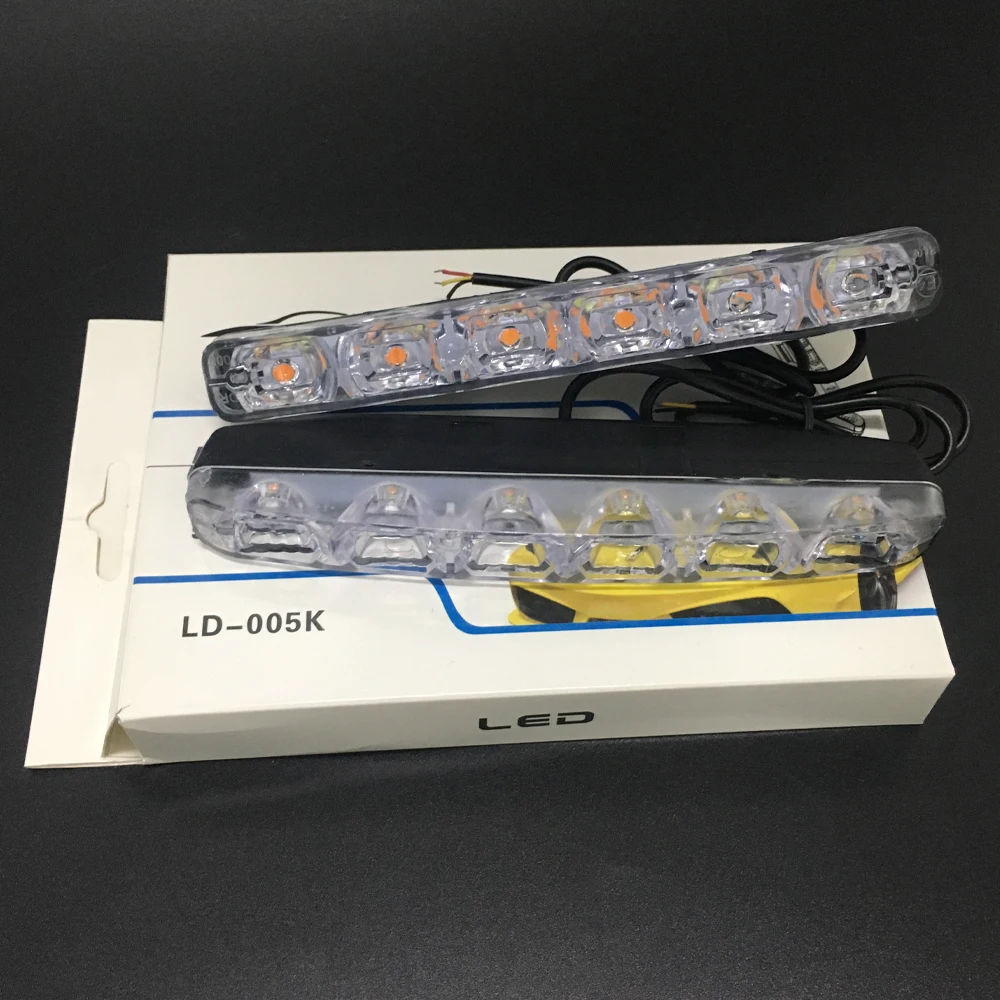 1 Pair DRL LED Car Daytime Running Lights 6 LEDs DC 12V Auto Fog Light Driving