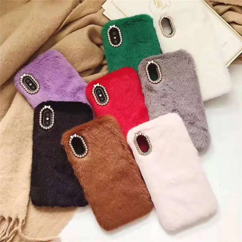

Solid Color Plush For Iphone 6 6s 7 8P X Xs Xr Max Simple Anti-Fall Solid Color Plush Phone Case