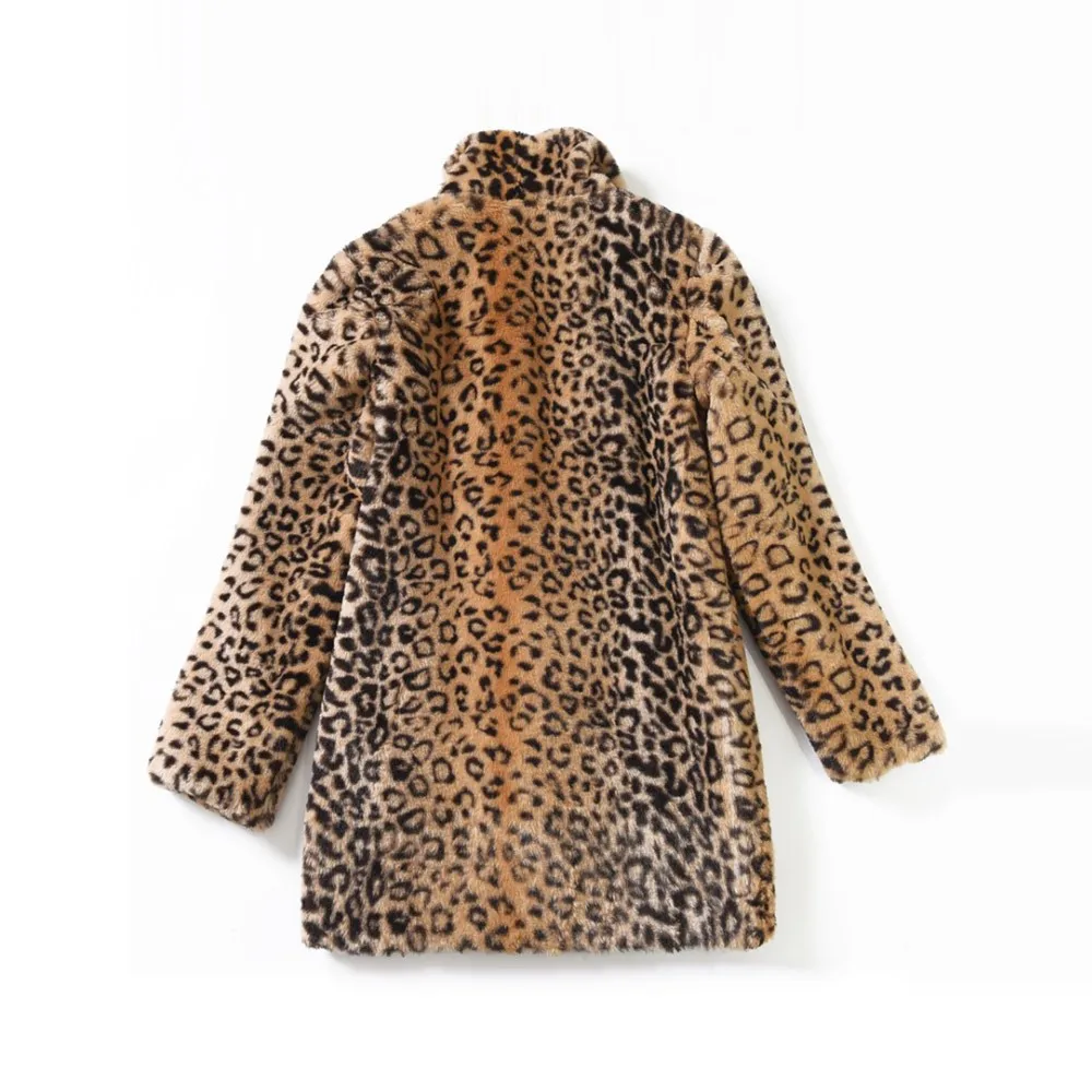 2019 Winter Leopard Coat Women Warm Boho Korean Style Office Ladies Casual Plus Size Jacket Coats Female Fashion Sexy Overcoats
