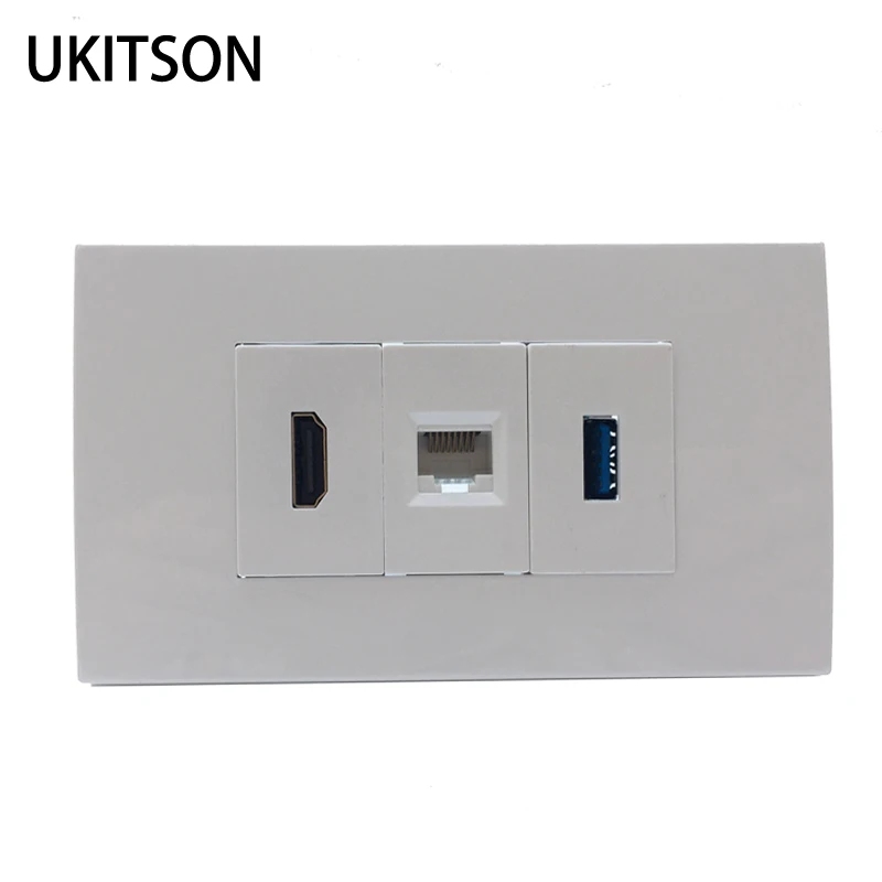 120 мм HDMI настенная пластина с HDMI2.0 CAT5E RJ45 сетевой LAN разъем USB3.0 гнездо лицевая