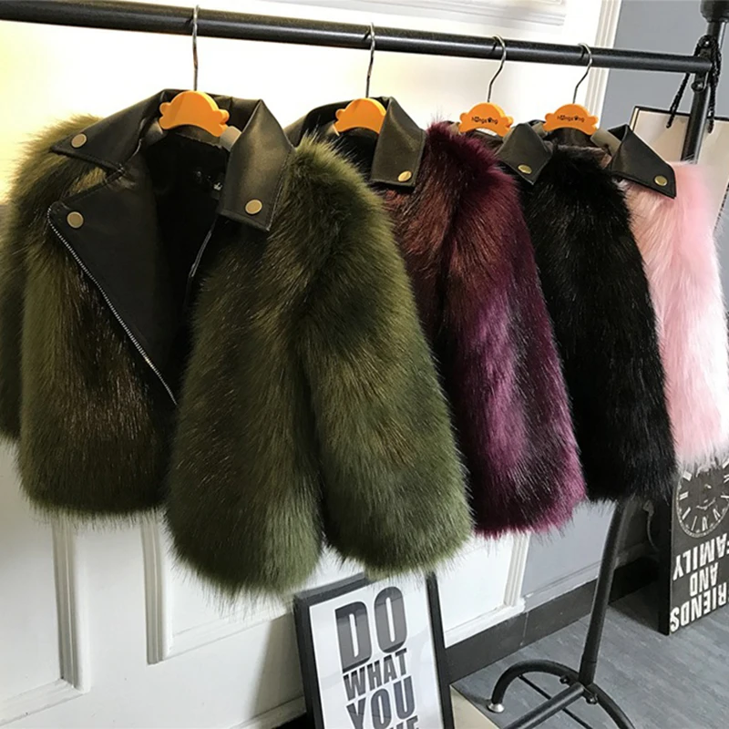 

Dosoma Baby Girl Winter Jacket Fashion Faux Fox Fur Leather Motorcycle Jackets For Girls Thick Warm Coats Kids Outerwear Clothes