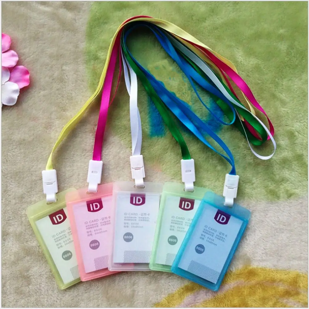 

Hard Plastic Business Work ID Bus Card Badge Case Credit Cover Holder Cover Neck Strap Lanyard Safety Smart Protect Cover