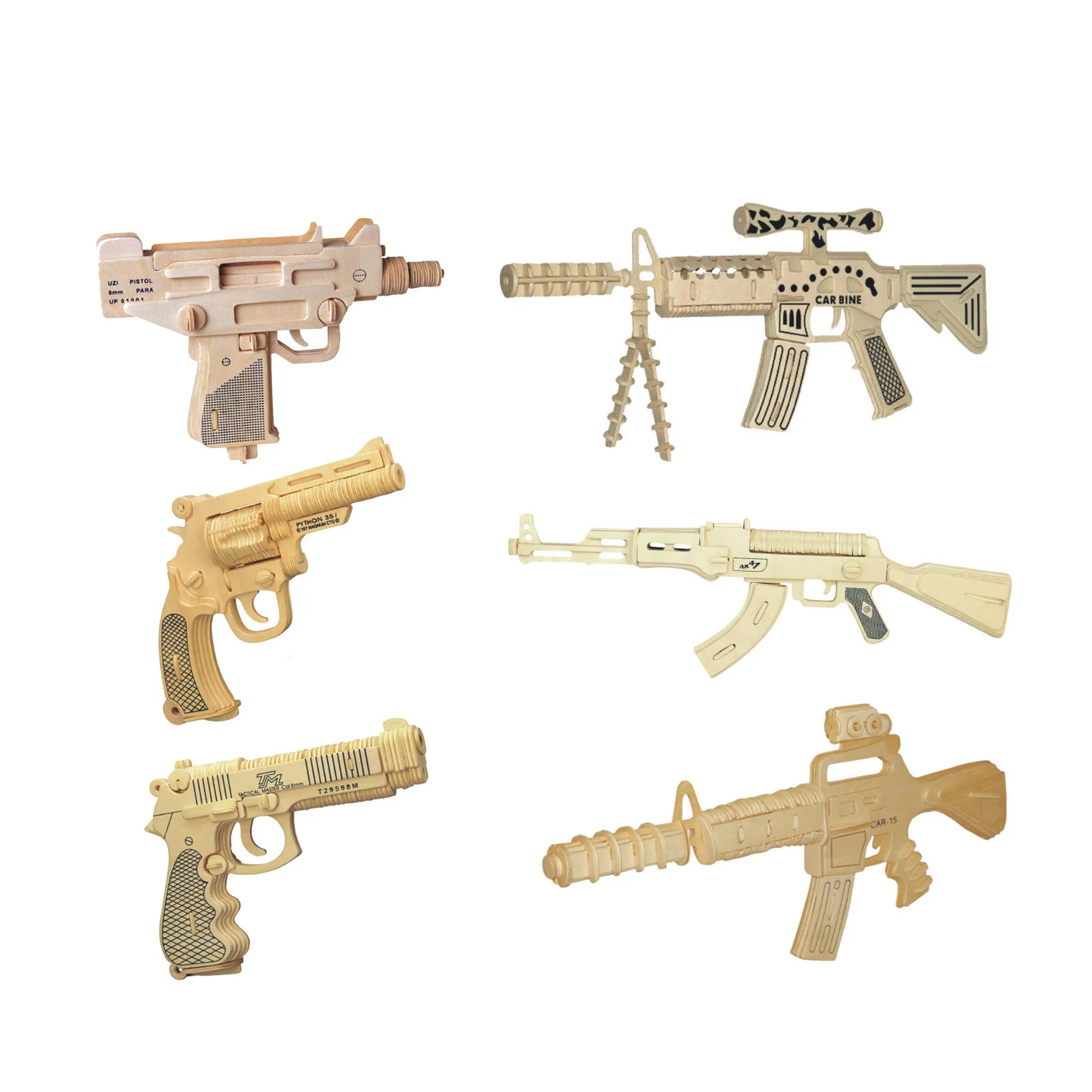 

Chanycore Baby Learning Educational Wooden Toys 3D Puzzle Military Gun Carbine AK47 UZI Revolver Glock Kids Gifts 4291