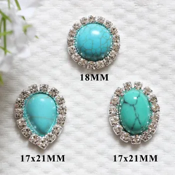 

Free Shipping 60pcs/lot Flatback Turquoise Button DIY Rhinestone Flatback Button For Hair Flower Wedding Embellishment LSRB058