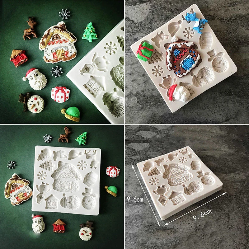 

Sugarcraft Christmas Silicone chocolate gumpaste mold Snowman Gift Box Deer Xmas Tree Bell fondant mold cake decorating tools