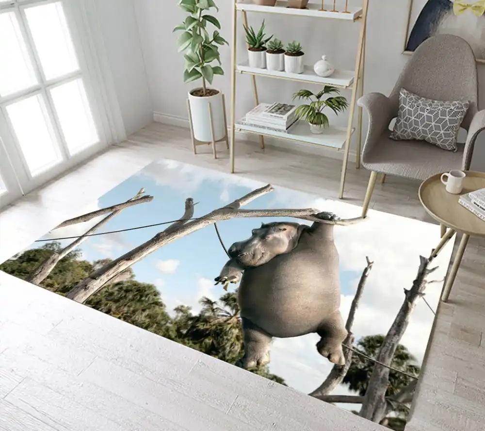 Funny Naughty Hippo Eating Banana Living Room Children S Room Floor Carpets Kitchen Area Rugs Mat Bathroom Non Slip Mat Carpets Bath Mats Aliexpress