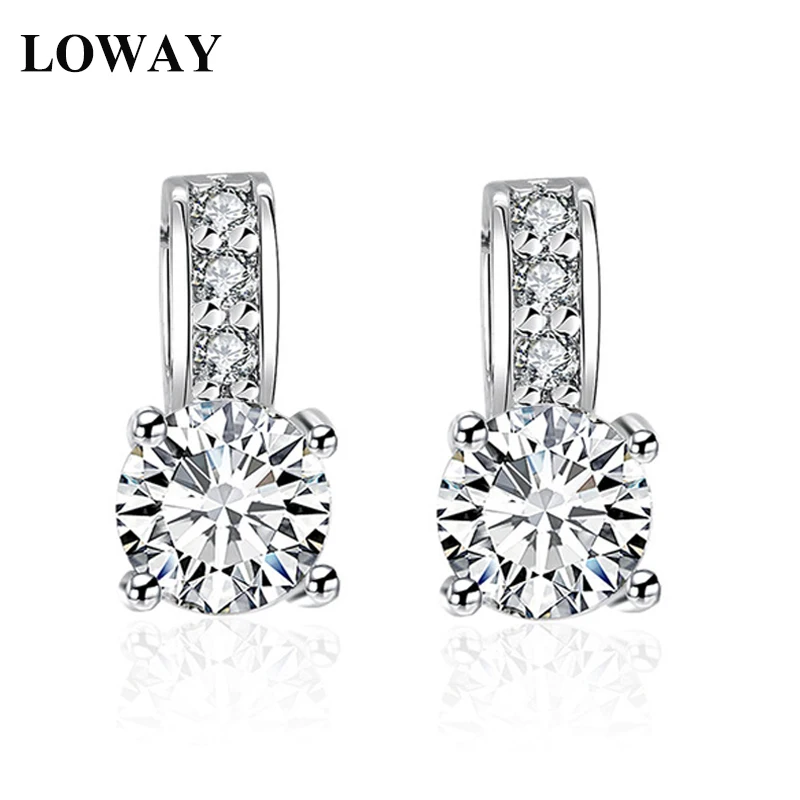 Loway Simple Gold Color Round 2 Carat Cubic Zirconia Earring For Loway Simple Gold Color Round 2 Carat Cubic Zirconia Earring For Women Office Lady Fashion Jewelry Whole Ed2887 In Stud Earrings From