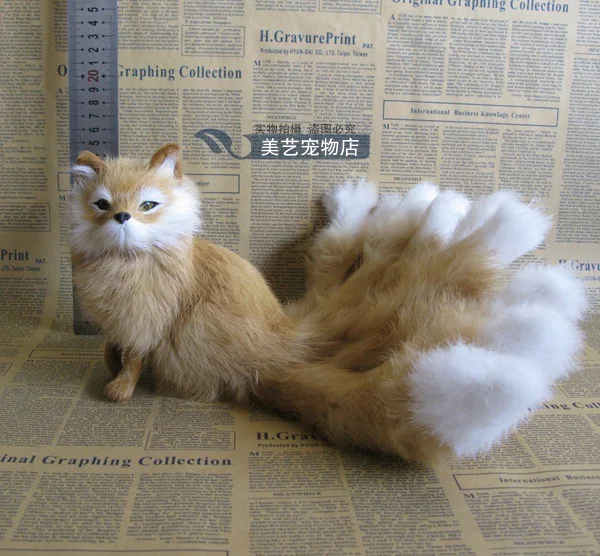 Kelinci Kuning Bulu Kerajinan Simulasi Sembilan Ekor Rubah Ibadah