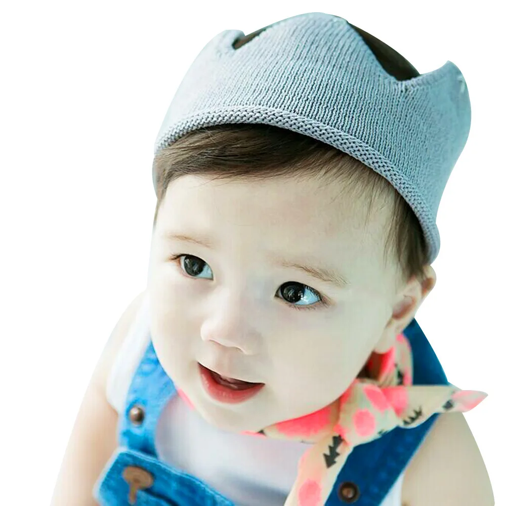 Hylidge Горячая трикотажные Милые шляпки короны для детей вязаная шапочка для новорожденного для маленьких девочек и мальчиков головные уборы на день рождения Подставки для фотографий повязка на голову-1 шт. детская шапка