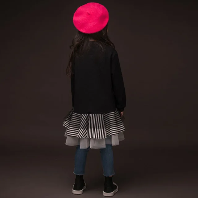 2018 New Sweatshirt Girl Dress Kids Autumn Cotton Stripe Patchwork Ruffle Tutu Dresses Big Girl Fashion Clothes For 4-14 Yrs