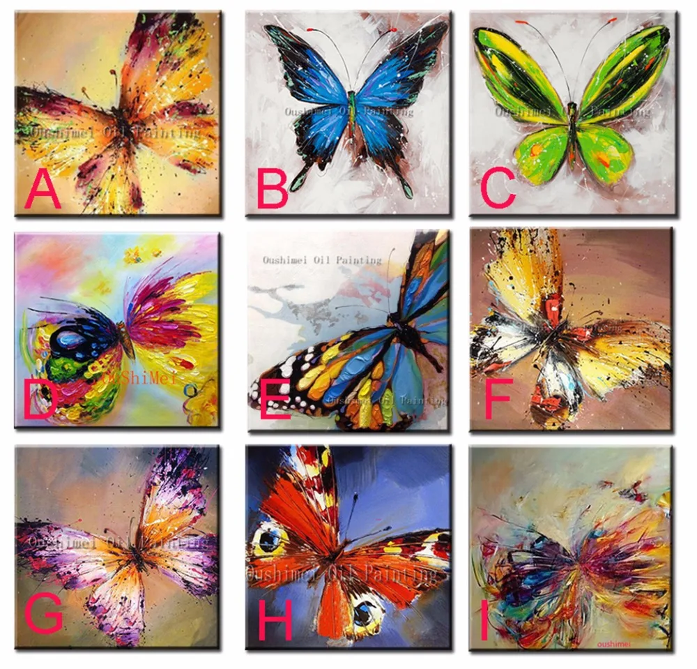 

Hand Painted Animals Oil Painting For Room Wall Pictures Abstract Blue A Variety of Butterfly Paintings NO Frame Canvas Pictures