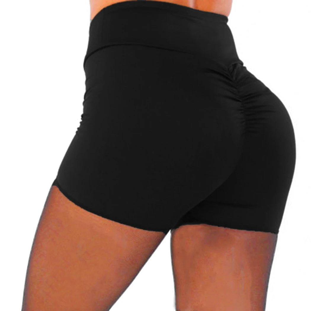 Sexy Women Fitness Fold Shorts High Waist Stretch Push Hip Mini Shorts 2018 Summer Female