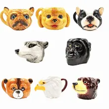 Gemalt 3D Adler Husky Pudel Bulldog Bär Kopf Porzellan Becher Kreative Beast Malerei Keramik Tee Kaffeetasse für Kinder