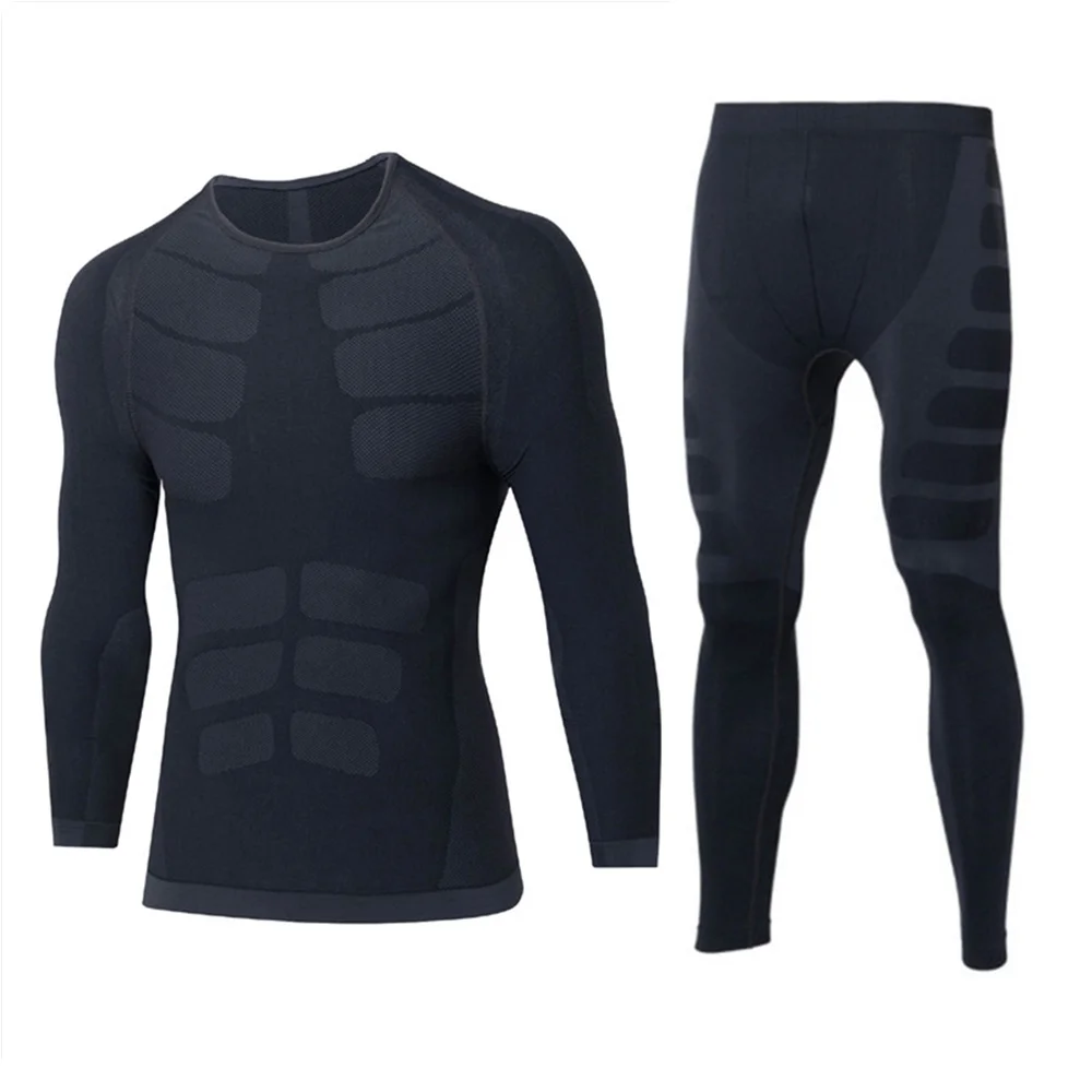 Комплект термобелья для мотоцикла IRON Jia, уличная спортивная одежда для катания на мотоцикле, лыжах, зимние теплые подштанники, топы и штаны - Цвет: Black