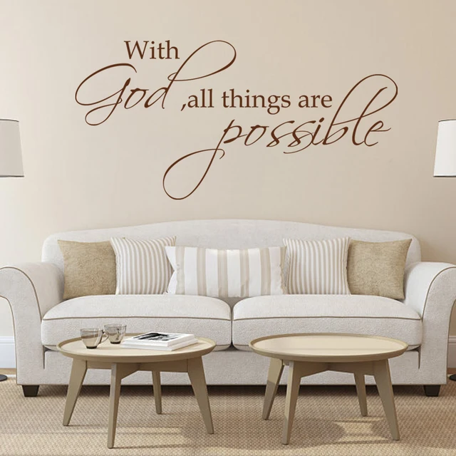 Scripture Bible Verse Wall Decal With God All Things Are Possible 43cm x 86cmin Wall Stickers