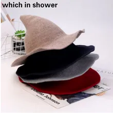 Шерсть ведьма ведро шляпа для женщин Девушка Складная теплая шерстяная Зимняя шляпа ведьма кепки аксессуары для Хэллоуина волшебницы рыболовные кепки