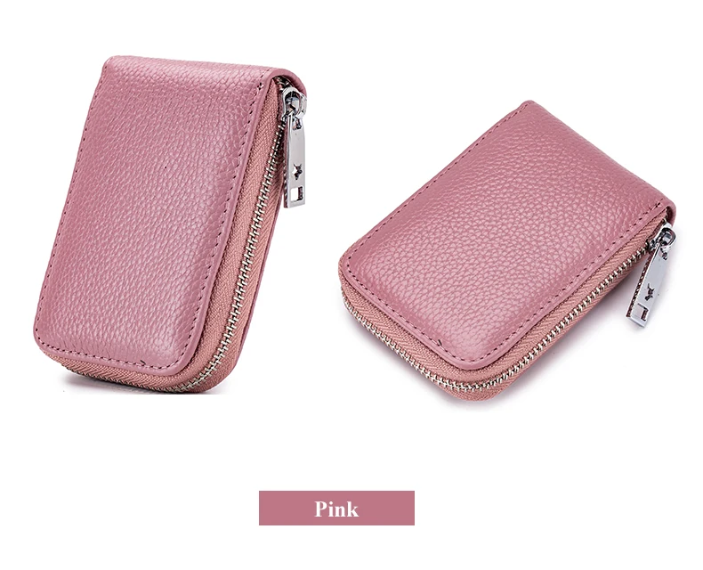 Lomelobo Unisex Lychee Card Holder Genuine Leather Women Men Credit ID Business Card Wallet Fashion Bank Cards bag Coin Purse HCL7139 Details (18)