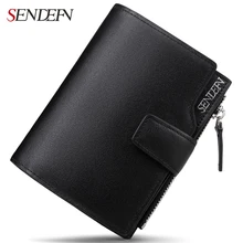 Sendefn business männer brieftaschen aus echtem leder erste schicht der haut reißverschluss kurze retro geldbörse geldkarteninhaber mann brieftasche