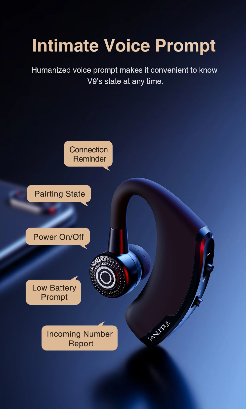 SANLEPUS Bluetooth наушники беспроводные наушники гарнитура вкладыши с HD микрофоном для телефона iPhone samsung xiaomi
