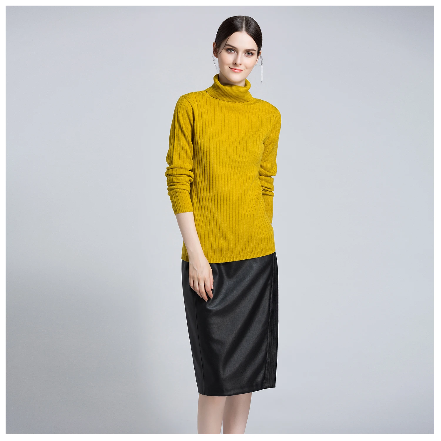 Women's New Fashion Knitted Sweater Winter Elegant Long Sleeve Slim Bottom Tops Casual Daily Warm Turtleneck Sweaters