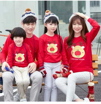 

Family Christmas Pajamas Family Matching T-Shirt Winter Cotton Long Sleeve Father Mother Children Sweater Shirt