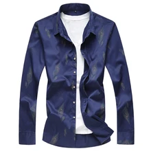 Китайский стиль новая рубашка с принтом хлопок Удобная Camisa Masculina деловая повседневная мужская рубашка высокого качества с длинным рукавом