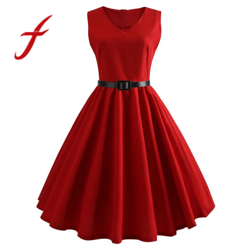 

Feitong Vintage 60s Women Dress Solid Sexy Bodycon Sleeveless Halter Evening Party Prom Swing Mini Dress vestido de festa 2019