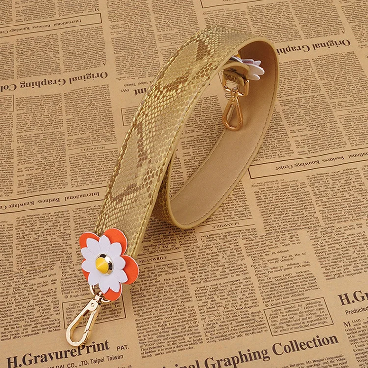 Women Leather Flower Serpentine Shoulder Bag Strap Rivet Petal Strap Belt Female Metal Bag Clasp Handbag Accessoires Parts