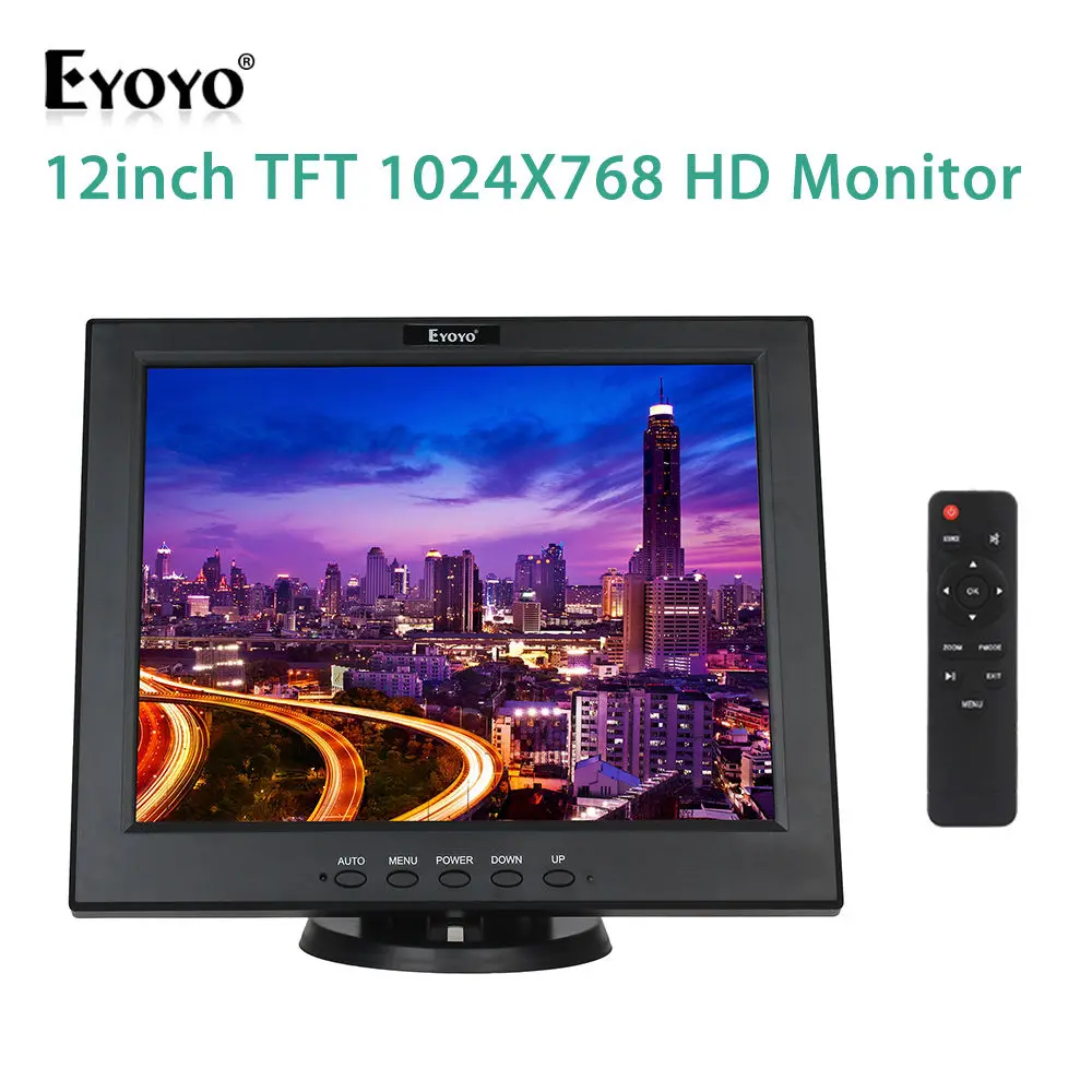 

EYOYO 12 inch TFT LCD Monitor Screen 4:3 1024*768 HDMl Video Audio With Remote for CCTV DVR DVR CCD FPV Free HDMl Adapter