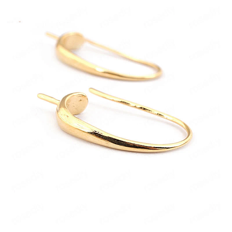10 шт серьги высота 25 мм 24K позолоченные латунные половинчатые бусины крючки