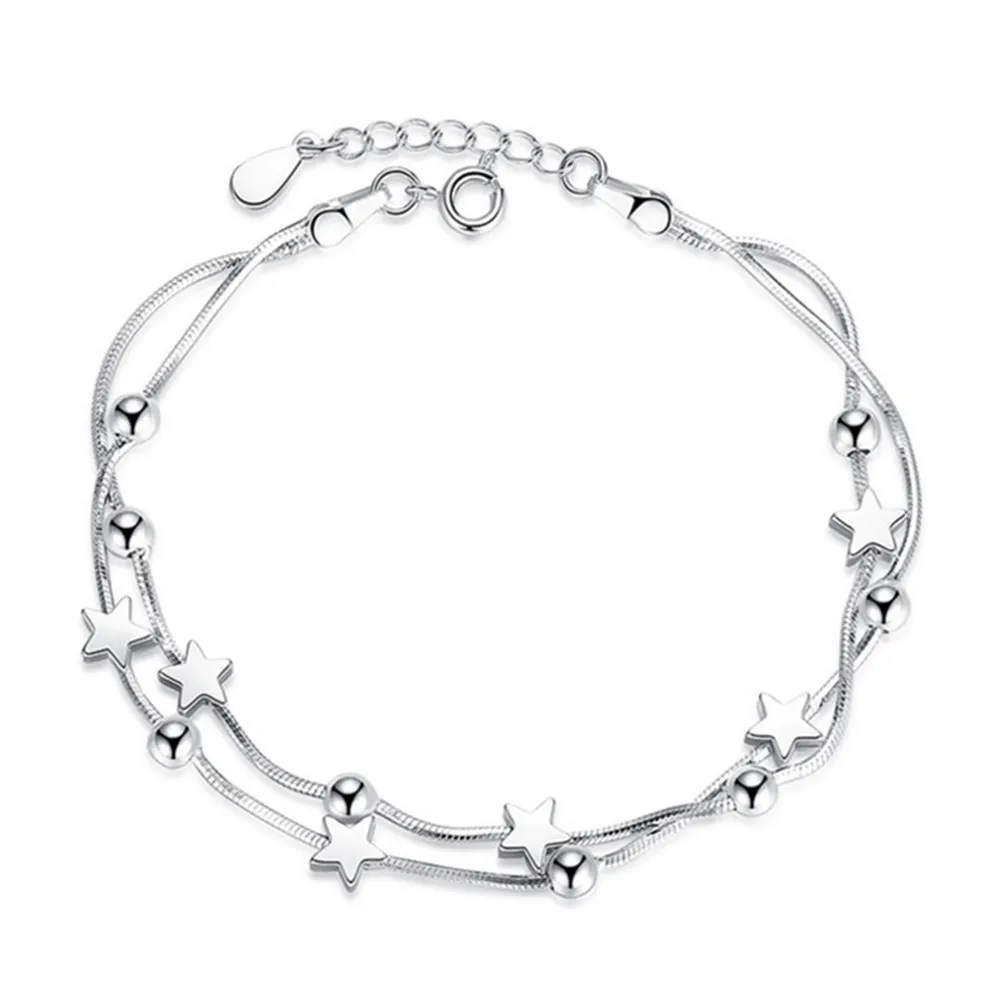 

Brand Fashion Silver Jewelry Ladies Bracelets Pentacle Square Bracelet Bracelet Female Simple Original Retro Wind Fine Ornament