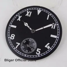 Подходит для ETA 6498 ручной завод части часов 38,9 мм черный стерильный циферблат римские арабские цифры часы циферблат+ часы руки