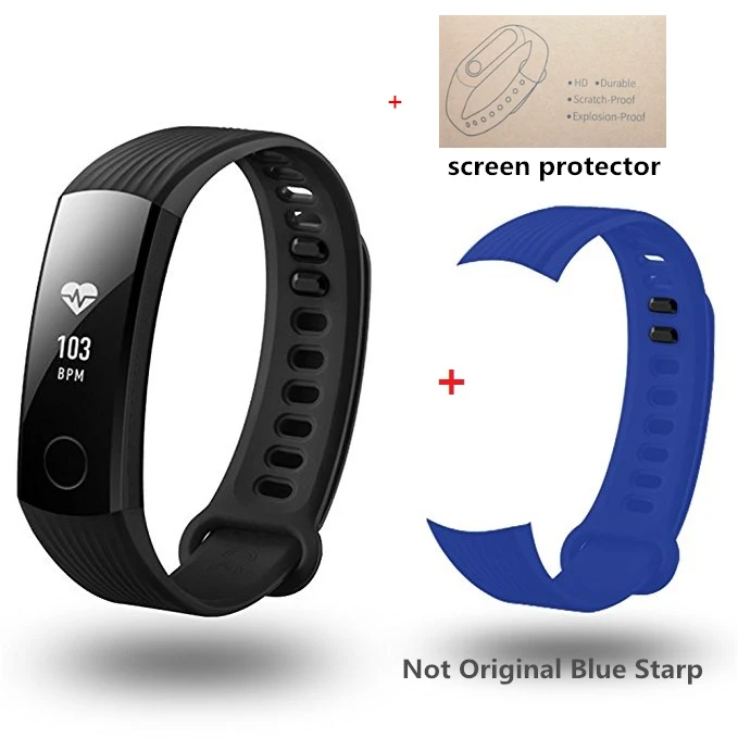 Смарт-браслет huawei Honor Band 3 для плавания 5ATM 0,9" oled-экран для IOS Xiaomi Mi Android iphone - Цвет: Add Blue Starp