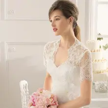 Белое, цвета слоновой кости кружево свадебные куртки болеро шаль с короткими рукавами Свадебные аксессуары для свадебных мероприятий куртка без спины на заказ