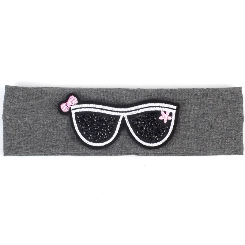 Geebro/детские солнцезащитные очки, повязка на голову, милые стразы, очки, гладкие повязки на голову для девочек, хлопковая головная эластичная повязка для малышей - Цвет: Black Dark Grey