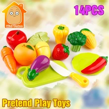 MiniTudou игрушки для детей 14 шт. фрукты и Vegdtable претендует Еда Комплект для резки дети Кухня Классические игрушки