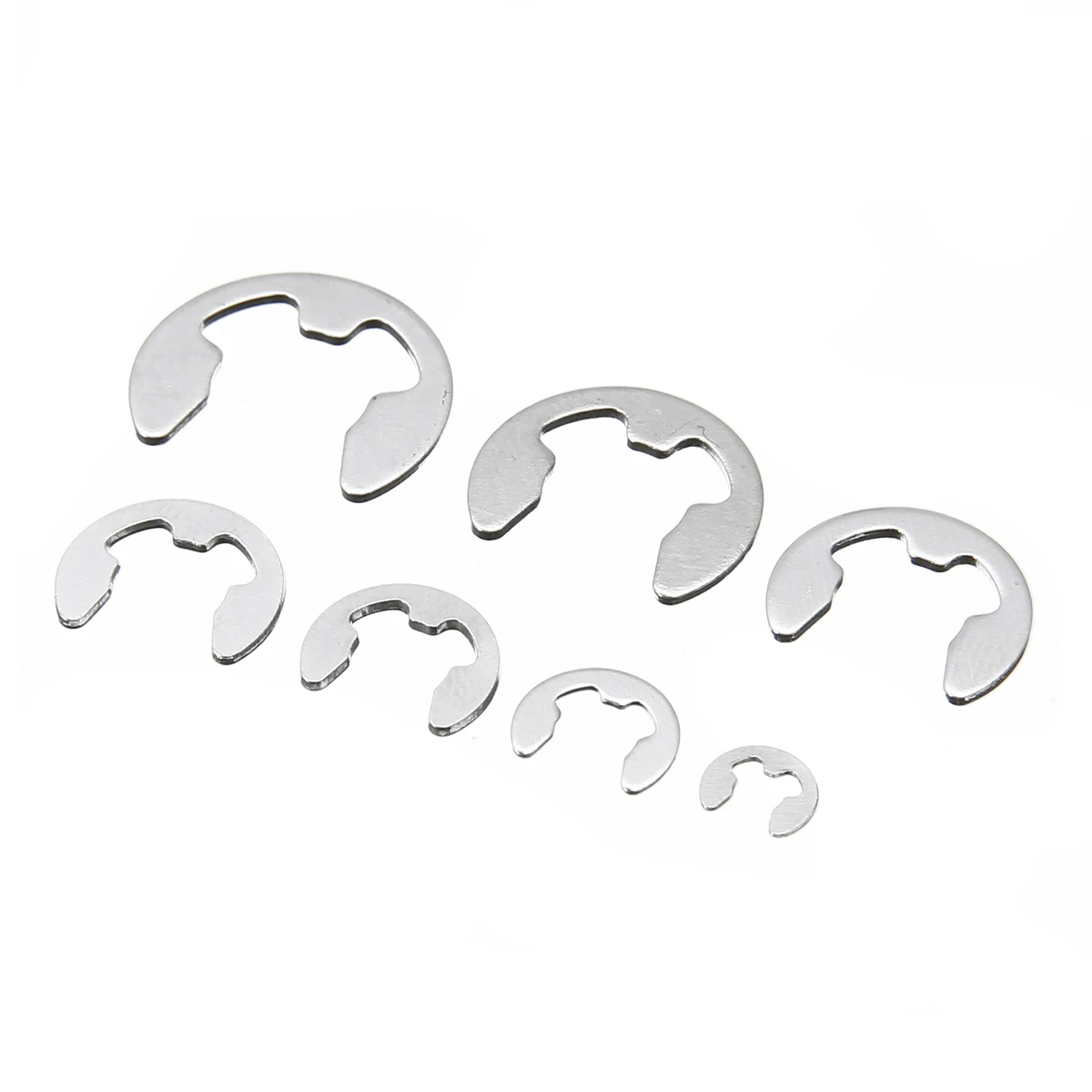 120pcs 1.5mm to 10mm E-Type Circlip 304 Stainless Steel E-Clip Retaining Circlip Assortment Kit with Box