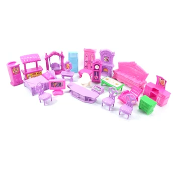 

Saleaman 1Set 3D Dolls House Baby Kids Pretend Play Toys Christmas Gift Plastic Furniture Miniature Rooms Doll toys for children