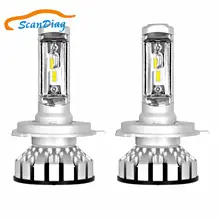 SCANDIAG H4 LED Headlight Bulb - Super Bright - 80W 6000K 8000LM White - Hi/Lo Beam/Fog Light Bulbs (2 Pack)