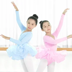 Ballet dress Kids Long Sleeve Ballet Tutu Dress Girls Dress Skirted Leotard Gymnastics Dancewear Ballerina Party Costumes