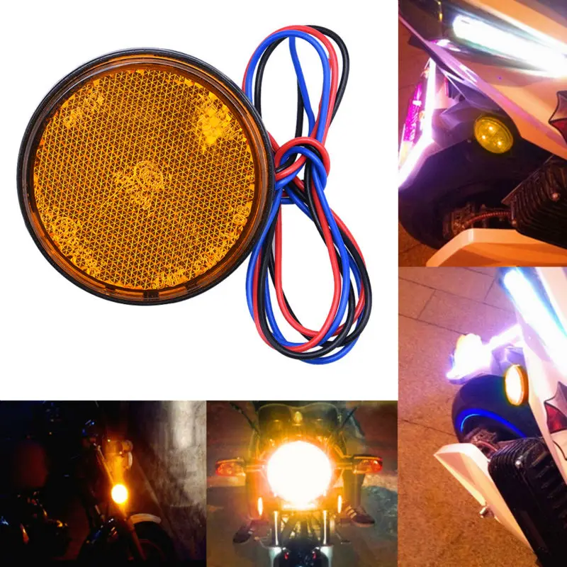 Авто Мото 24 SMD LED автомобилей мотоцикл фары лампы круглый Отражатели мотобайк светодиодные фонари красный, белый желтый свет 12 В