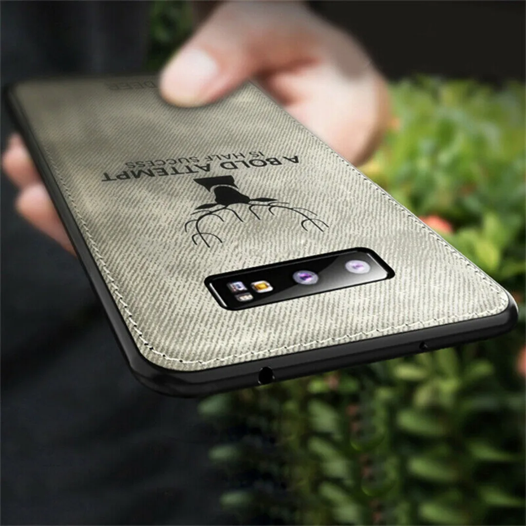 Luxury Cloth Skin Fabric TPU Leather Matte Phone Case Back Cover Capa For Samsung Galaxy S10 Plus S10E S10 Business Coque Fundas