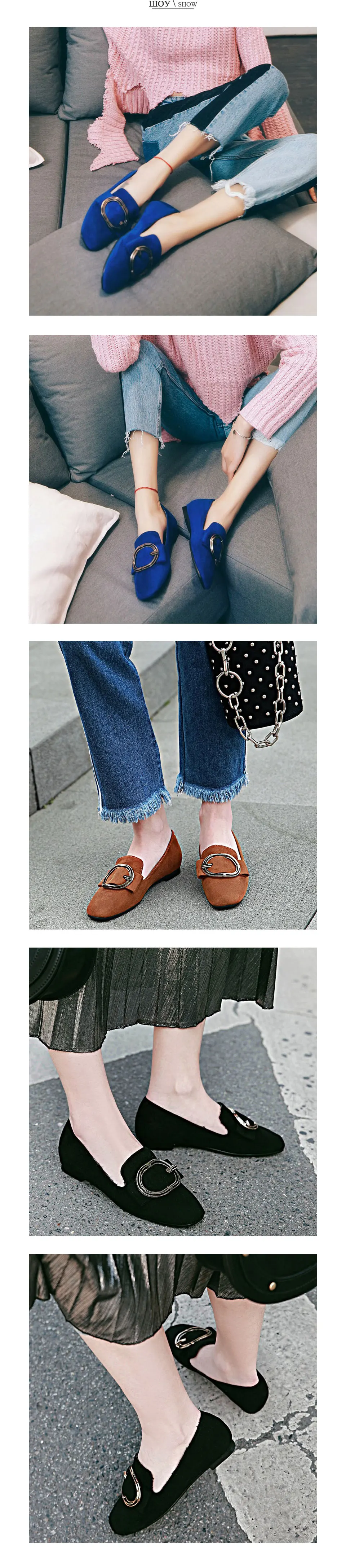 Fanyuan/; женские мокасины; повседневная обувь без застежки; туфли-лодочки с квадратным носком и пряжкой; весенние женские туфли на плоской подошве; цвет синий, коричневый; размеры 34-43