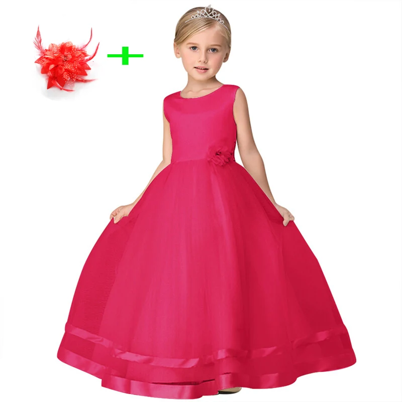 

Cheap Party Clothes Children Purple Pink Blue Red Gown for Flower Girls In Wedding Evening Kids Party Dresses for Girls 10 12