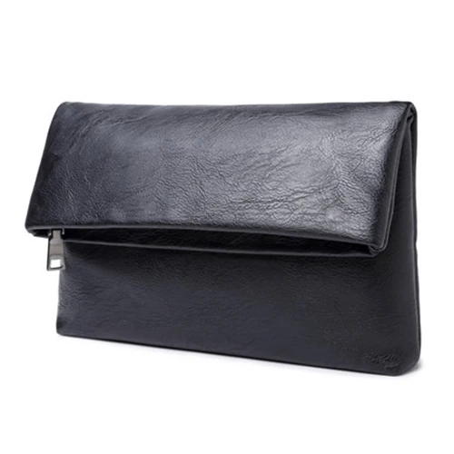 

FGGS-ETONWEAG 1x black trumpet men casual business PU leather folding hand bag holding bag size about: 28 * 21 * 3cm