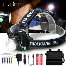 2500LM HeadLight headLamp CREE XM-L2 LED Lamp Flashlight Light L2 Headlamp 3 mode led light + AC / Car charger + 2*6000 Battery