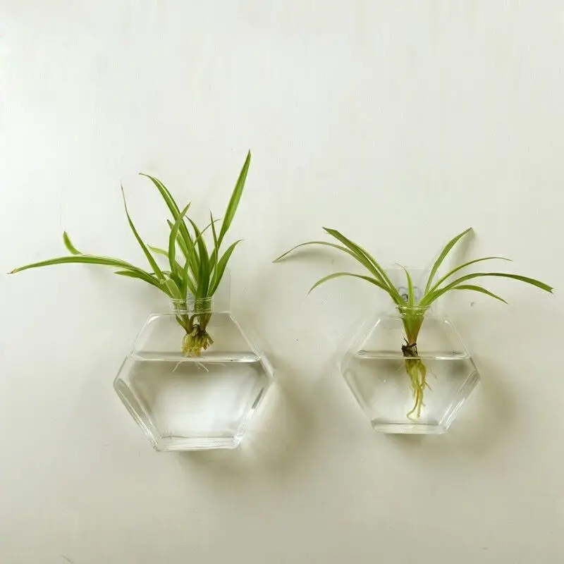 New Home Living Room Decor Glass Wall Hanging Flower Plant Vase Container