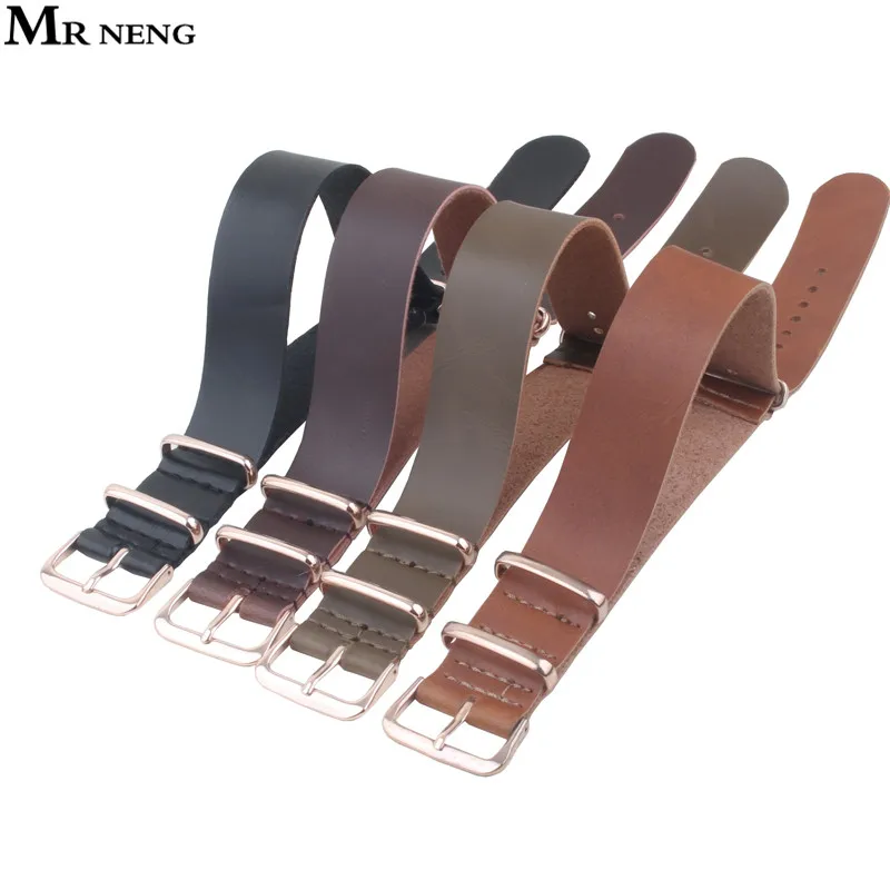 

MR NENG NATO Black Resin PU Leather Watchbands 20 mm 22mm Men Women Watches Straps Polyurethane Leather Wristwatch Band 18mm